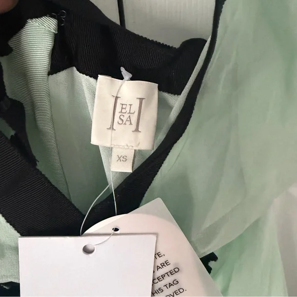 Helsa The Siren Dress in Silk Chiffon in Mint & Black Size XS NEW! With tags! - Picture 6 of 12